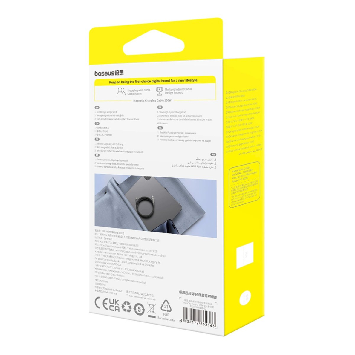 Baseus Tungsten Gold magnetinis USB-C / USB-C kabelis 100W 1 m – juodas 4