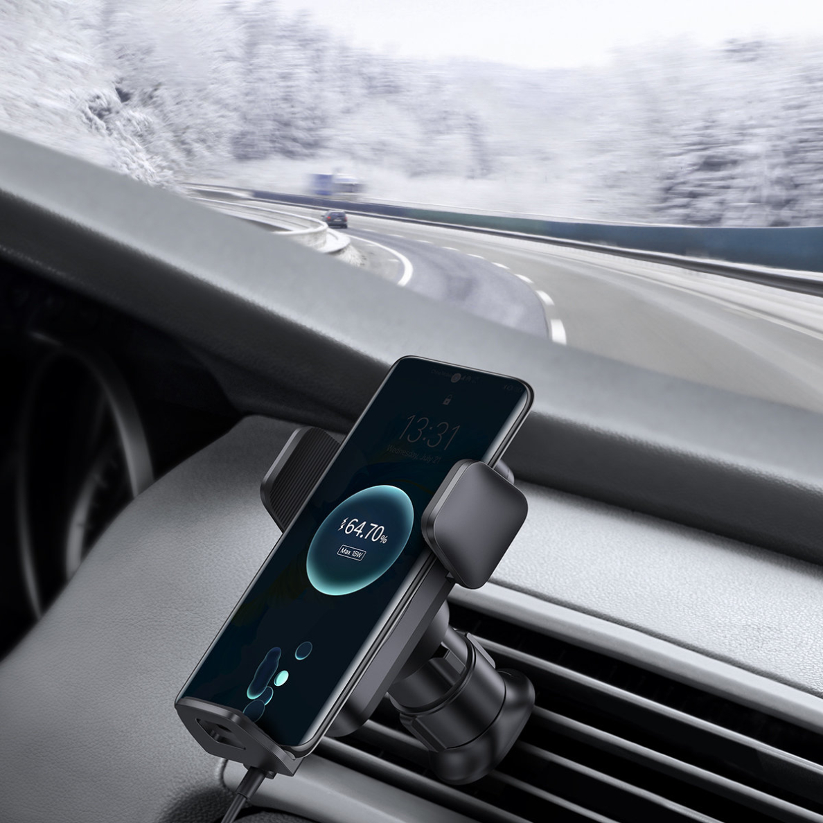 Baseus Wisdom induction charger car phone holder on the grill Juodas (CGZX000001) 20 Baseus Wisdom induction charger car phone holder on the grill Juodas (CGZX000001) 20