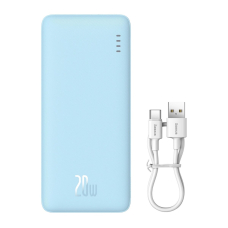 Baseus Airpow 20W 20000mAh Power Bank su White Baseus Simple Series USB-A – USB-C 50 cm kabeliu – mėlynas