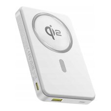 Išorinė baterija Baseus Airpow II 10000 mAh Qi2 su MagSafe 22.5 W ir Baseus Simple Series USB-C – USB-C 20 V/3 A (30 cm) kabeliu – balta