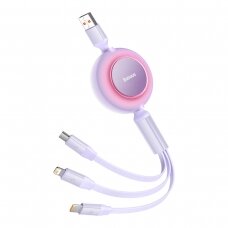 Kabelis Baseus Bright Mirror 2 3in1 USB Type A - micro USB + Lightning + USB Type C 66W 1.1m Violetinis (CAMJ010105)