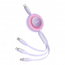 Baseus Bright Mirror 2 retractable cable 3in1 USB Type C - micro USB + Lightning + USB Type C 3.5A 1.1m Violetinis (CAMJ010205)