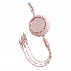 Baseus Bright Mirror flat retractable 3in1 data charging cable USB - USB Type C / Lightning / micro USB 3,5 A 1,2 m pink (CAMLT-MJ04)