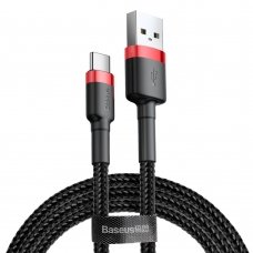 USB Kabelis Durable Nylon Braided Wire Usb / Usb-C Qc3.0 2A 3M Juodas/raudonas (Catklf-U91)