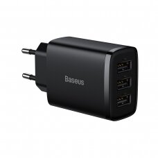 Baseus Compact charger 3x USB 17W Juodas (CCXJ020101)