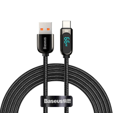 Baseus Display Fast Charging Data USB-A / USB-C 66W 1 m kabelis – juodas