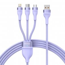 Baseus Flash Series Ⅱ 3in1 Cable with Fast Charging USB-A to USB-C / Micro-USB / Lightning 66W 480Mb/s 1.2m Violetinis