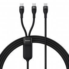 Baseus Flash Series Ⅱ Fast Charging Cable 2in1 USB-C - 2xUSB-C 100W 1.5m Juodas