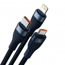 Kabelis Baseus Flash Series II USB Type C / USB Type A - USB Type C / Lightning / micro USB 100 W 1.2 m Mėlynas (CASS030103)