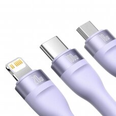 Kabelis Baseus Flash Series II USB Type C / USB Type A - USB Type C / Lightning / micro USB 100 W 1.5 m Violetinis (CASS030205)