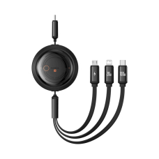 Baseus Free2Draw CB000084 ištraukiamas USB-C – Lightning / USB-C / micro USB kabelis 100W 1.1 m – juodas