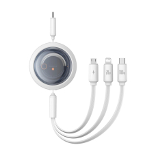 Baseus Free2Draw CB000084 ištraukiamas USB-C – Lightning / USB-C / micro USB kabelis 100W 1.1 m – baltas