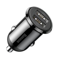 Automobilinis įkroviklis Baseus Grain Pro 2× USB 4.8 A (CCALLP-01) – juodas
