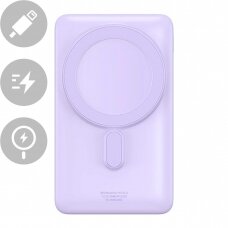 Baseus Magnetic Bracket Wireless Fast Charge Power Bank 10000mAh 20W Violetinis (With Xiaobai series fast charging Cable Type-C to Type-C 60W(20V/3A) 50cm White）