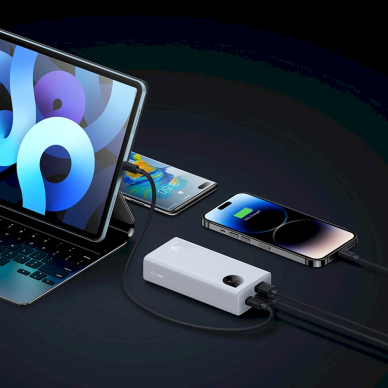 Baseus Adaman2 power bankdigital display 2x USB-A / 1x USB-C 10000mAh 30W - baltas 14 Baseus Adaman2 power bankdigital display 2x USB-A / 1x USB-C 10000mAh 30W - baltas 14