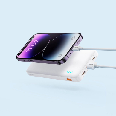 Baseus Airpow 20W 10000mAh Power Bank su Baseus Simple Series USB-A – USB-C 30 cm kabeliu – baltas 10