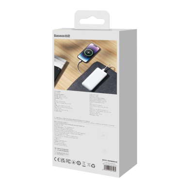 Baseus Airpow 20W 10000mAh Power Bank su Baseus Simple Series USB-A – USB-C 30 cm kabeliu – baltas 8