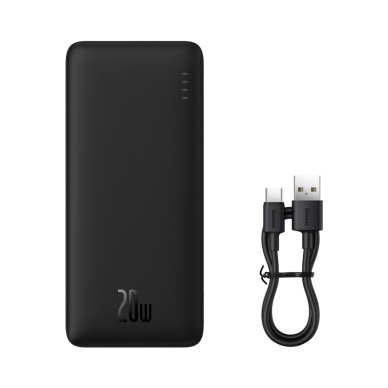 Baseus Airpow 20W 10000mAh Power Bank su Baseus Simple Series USB-A – USB-C 30 cm kabeliu – juodas