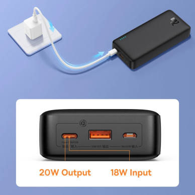 Baseus Airpow 20W 20000mAh Power Bank su Baseus Simple Series USB-A – USB-C 50 cm kabeliu – juodas 8