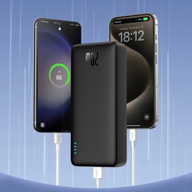 Baseus Airpow 20W 20000mAh Power Bank su Baseus Simple Series USB-A – USB-C 50 cm kabeliu – juodas 9