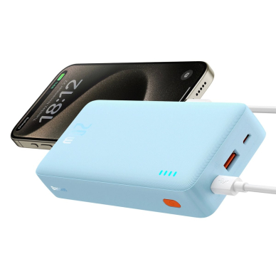 Baseus Airpow 20W 20000mAh Power Bank su White Baseus Simple Series USB-A – USB-C 50 cm kabeliu – mėlynas 2