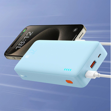 Baseus Airpow 20W 20000mAh Power Bank su White Baseus Simple Series USB-A – USB-C 50 cm kabeliu – mėlynas 4