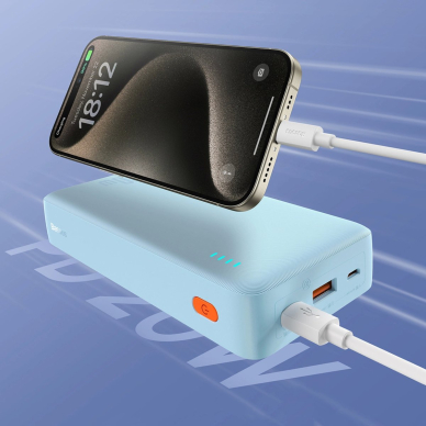 Baseus Airpow 20W 20000mAh Power Bank su White Baseus Simple Series USB-A – USB-C 50 cm kabeliu – mėlynas 7