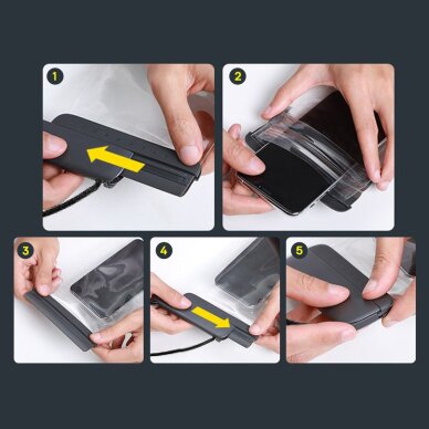 Vandeniui atsparus dėklas Baseus AquaGlide BS-PC029 IPX8 su Slide Lock sistema – juodas 6 Vandeniui atsparus dėklas Baseus AquaGlide BS-PC029 IPX8 su Slide Lock sistema – juodas 6