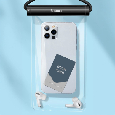 Baseus AquaGlide BS-PC030 vandeniui atsparus dėklas IPX8 with cylindrical clasp - juodas 6 Baseus AquaGlide BS-PC030 vandeniui atsparus dėklas IPX8 with cylindrical clasp - juodas 6