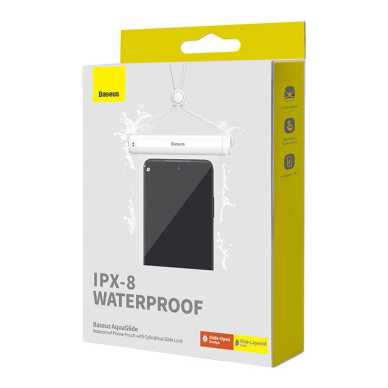 Baseus AquaGlide BS-PC030 dėklas, atsparus vandeniui, IPX8, su cilindriniu užsegimu – baltas 5