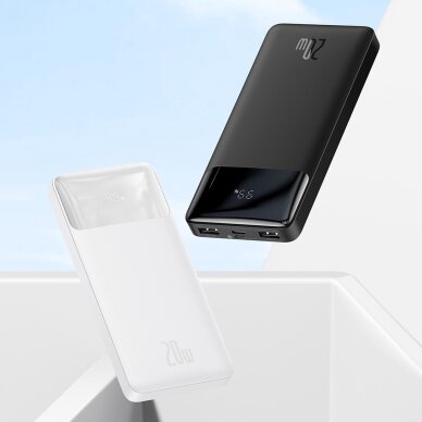 Baseus Bipow Fast Charging Power Bank 10000mAh 20W Black (Overseas Edition) + USB-A - Micro USB 0.25m Black Cable (PPBD050301) 10