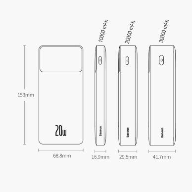 Baseus Bipow Fast Charging Power Bank 10000mAh 20W Black (Overseas Edition) + USB-A - Micro USB 0.25m Black Cable (PPBD050301) 16