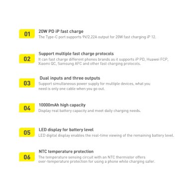 Baseus Bipow Fast Charging Power Bank 10000mAh 20W Black (Overseas Edition) + USB-A - Micro USB 0.25m Black Cable (PPBD050301) 18