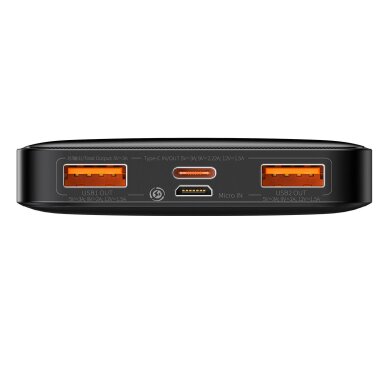 Baseus Bipow Fast Charging Power Bank 10000mAh 20W Black (Overseas Edition) + USB-A - Micro USB 0.25m Black Cable (PPBD050301) 3