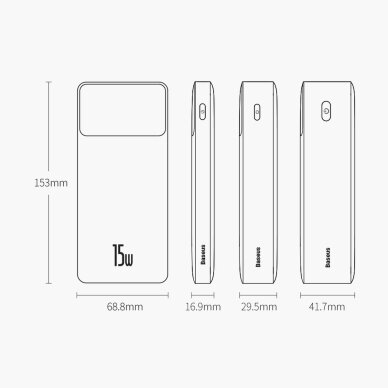 Baseus Bipow Fast Charging Power Bank 20000mAh 15W white (Overseas Edition) + USB-A - Micro USB 0.25m cable Baltas (PPBD050102) 15 Baseus Bipow Fast Charging Power Bank 20000mAh 15W white (Overseas Edition) + USB-A - Micro USB 0.25m cable Baltas (PPBD050102) 15