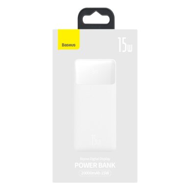 Baseus Bipow Fast Charging Power Bank 20000mAh 15W white (Overseas Edition) + USB-A - Micro USB 0.25m cable Baltas (PPBD050102) 4