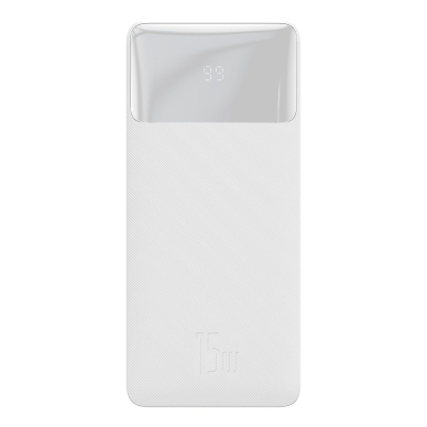 Baseus Bipow powerbank with display 10000mAh 15W white (Overseas Edition) + USB-A - Micro USB 0.25m cable white (PPBD050002)