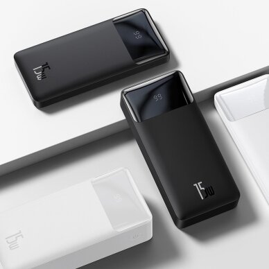 Baseus Bipow powerbank with display 30000mAh 15W Baltas (Overseas Edition) + USB-A - Micro USB cable 0.25m Baltas (PPBD050202) 12