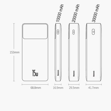 Baseus Bipow powerbank with display 30000mAh 15W Baltas (Overseas Edition) + USB-A - Micro USB cable 0.25m Baltas (PPBD050202) 14