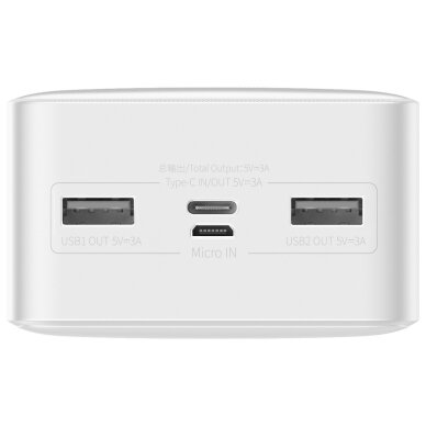 Baseus Bipow powerbank with display 30000mAh 15W Baltas (Overseas Edition) + USB-A - Micro USB cable 0.25m Baltas (PPBD050202) 3