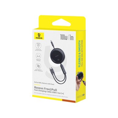 Krovimo kabelis Baseus Bright Mirror Series USB-C ištraukiamas – 2 × USB-C 100 W 1 m – juodas 4 Krovimo kabelis Baseus Bright Mirror Series USB-C ištraukiamas – 2 × USB-C 100 W 1 m – juodas 4