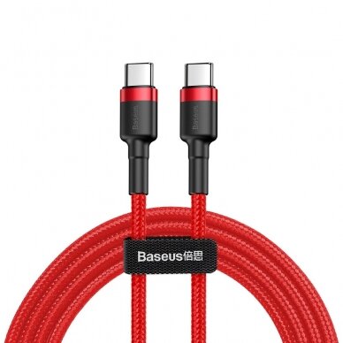 Kabelis Baseus Cafule Cable Durable Nylon Braided Wire Usb-C Pd / Usb-C Pd Pd2.0 60W 20V 3A Qc3.0 1M raudonas Kabelis Baseus Cafule Cable Durable Nylon Braided Wire Usb-C Pd / Usb-C Pd Pd2.0 60W 20V 3A Qc3.0 1M raudonas