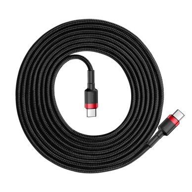 Kabelis Baseus Cafule Durable Nylon Braided Wire Usb-C Pd / Usb-C Pd Pd2.0 60W 20V 3A Qc3.0 2M Juodas-raudonas 2 Kabelis Baseus Cafule Durable Nylon Braided Wire Usb-C Pd / Usb-C Pd Pd2.0 60W 20V 3A Qc3.0 2M Juodas-raudonas 2