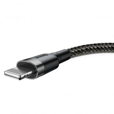 USB Kabelis Durable Nylon Braided Wire Usb / Lightning Qc3.0 1.5A 2M Juodas/pilkas (Calklf-Cg1) UGLX912 1