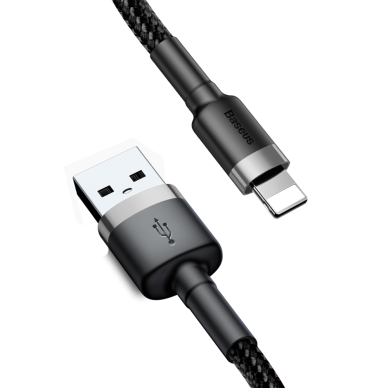 USB Kabelis Durable Nylon Braided Wire Usb / Lightning Qc3.0 1.5A 2M Juodas/pilkas (Calklf-Cg1) UGLX912 4 USB Kabelis Durable Nylon Braided Wire Usb / Lightning Qc3.0 1.5A 2M Juodas/pilkas (Calklf-Cg1) UGLX912 4