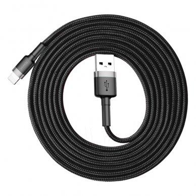 USB Kabelis Durable Nylon Braided Wire Usb / Lightning Qc3.0 1.5A 2M Juodas/pilkas (Calklf-Cg1) UGLX912 5