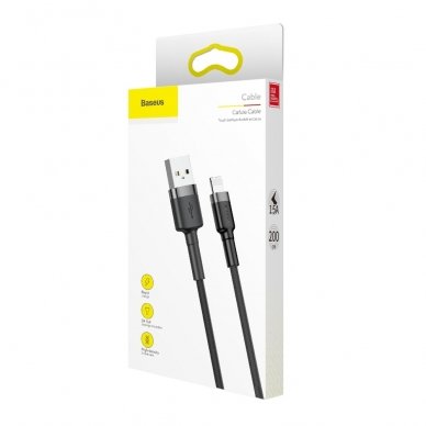 USB Kabelis Durable Nylon Braided Wire Usb / Lightning Qc3.0 1.5A 2M Juodas/pilkas (Calklf-Cg1) UGLX912 8