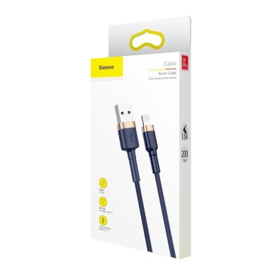 Nailoninis Pintas Kabelis Baseus Cafule Cable Durable USB / Lightning QC3.0 1.5A 2M Mėlynas (CALKLF-CV3) UGLX912 5 Nailoninis Pintas Kabelis Baseus Cafule Cable Durable USB / Lightning QC3.0 1.5A 2M Mėlynas (CALKLF-CV3) UGLX912 5