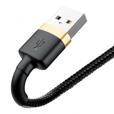 USB Kabelis Durable Nylon Braided Wire USB / Lightning Qc3.0 2.4A 1M Juodas/auksinis (Calklf-Bv1) 2 USB Kabelis Durable Nylon Braided Wire USB / Lightning Qc3.0 2.4A 1M Juodas/auksinis (Calklf-Bv1) 2