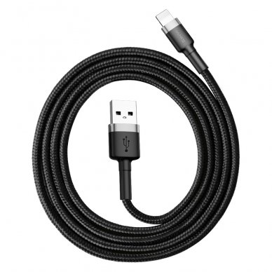 USB Kabelis Durable Nylon Braided Wire Usb / Lightning Qc3.0 2.4A 1M Juodas/pilkas (Calklf-Bg1) 5